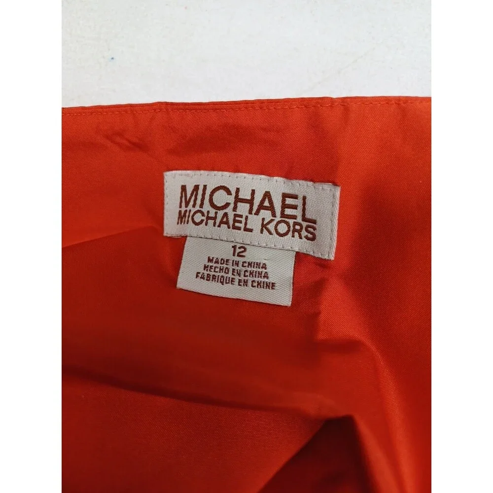 Michael Kors 100% Womens Skirt Pleated Orange Rust Sz 12